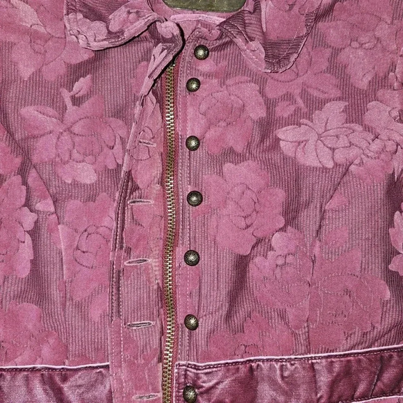 Free People Floral Velvet Peacoat SZ XS Full Zip/ Brass Buttons - Picture 3 of 16